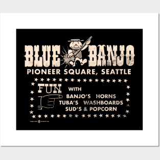 Vintage Blue Banjo Club Seattle Posters and Art